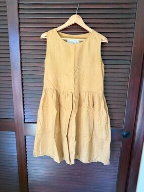 notPERFECTLINEN Mustard Yellow Linen Top